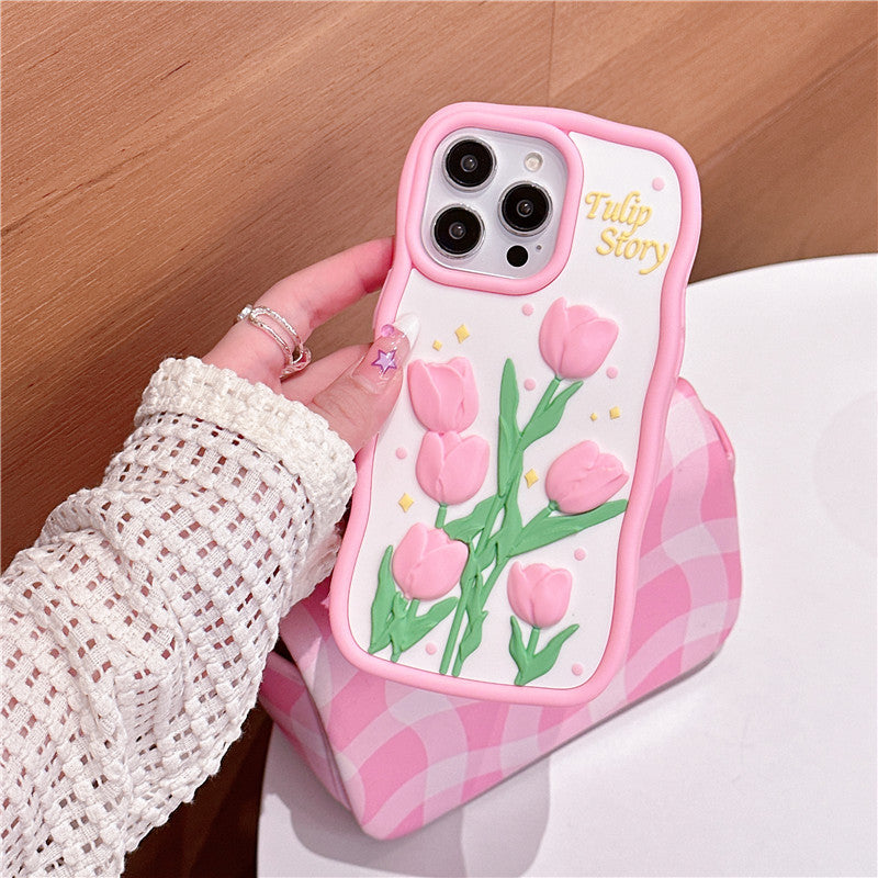 Funda de teléfono 3D creativa con diseño de tulipán