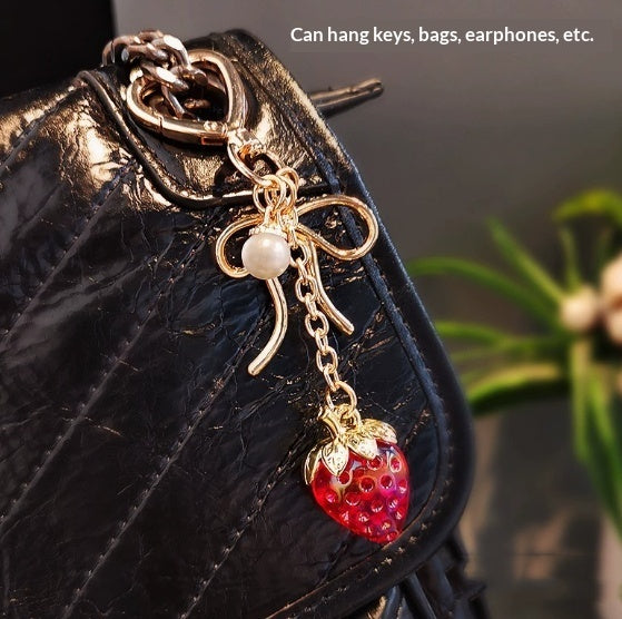 Strawberry Phone Charm Keychain