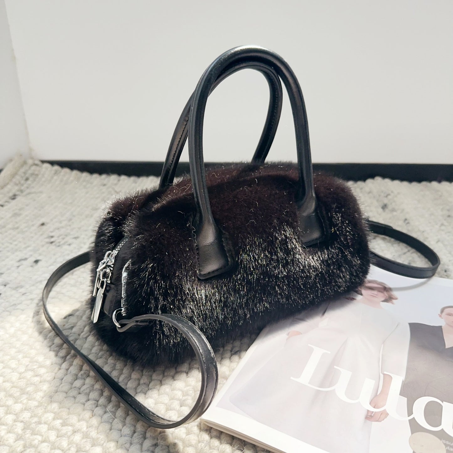 Vintage Faux Mink Tote Fur Bag