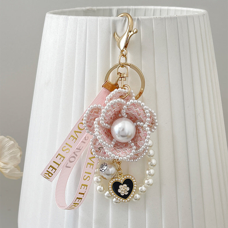 Camellia Ribbon Pearl Key Chain by Savge Charmz