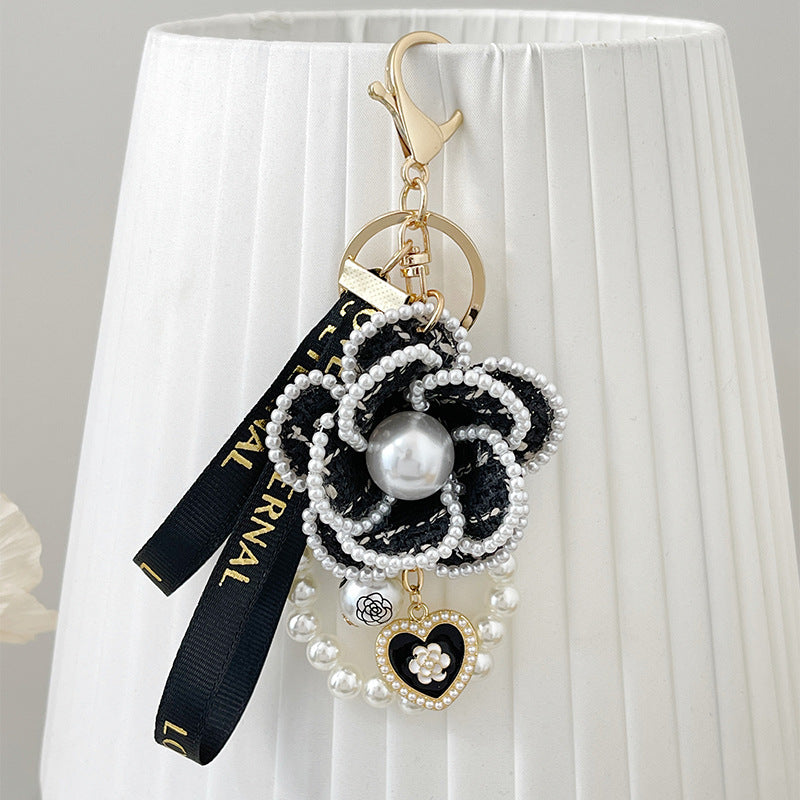 Camellia Ribbon Pearl Key Chain by Savge Charmz
