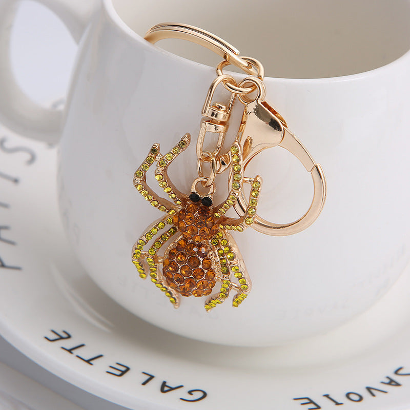 Spider Rhinestone Inlay Keychain Pendant