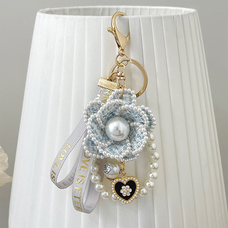 Camellia Ribbon Pearl Key Chain by Savge Charmz
