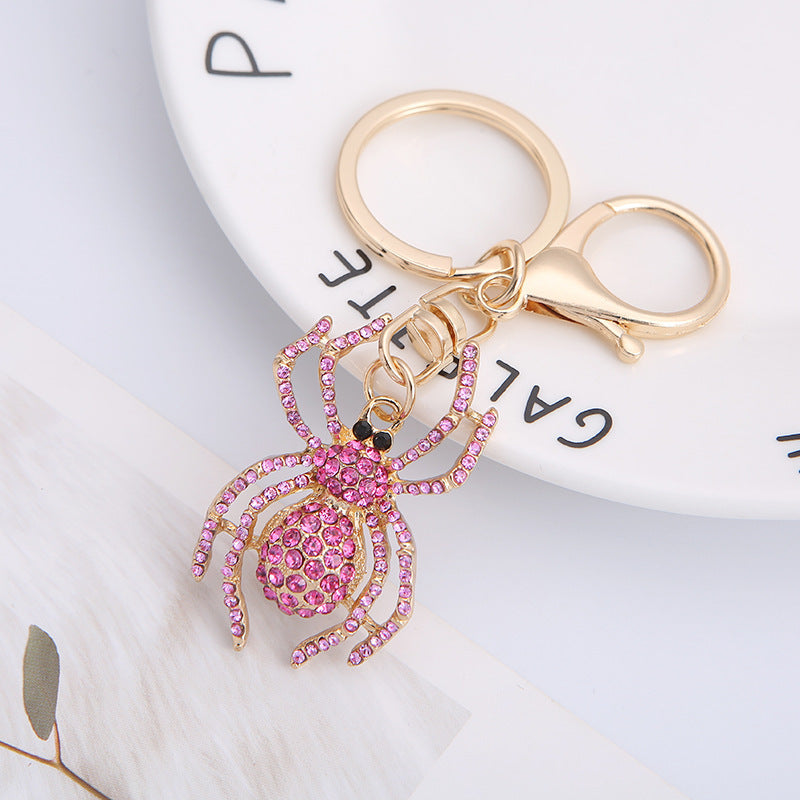 Spider Rhinestone Inlay Keychain Pendant