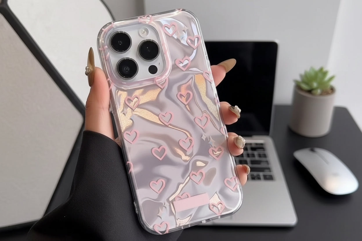 Funda de teléfono amor Corazones cayendo Ondulación de agua