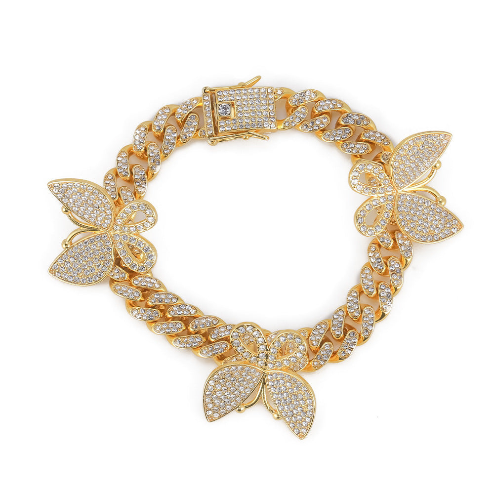 Sparkling Butterfly Cuban Anklet