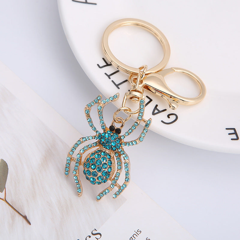 Spider Rhinestone Inlay Keychain Pendant