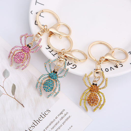Spider Rhinestone Inlay Keychain Pendant