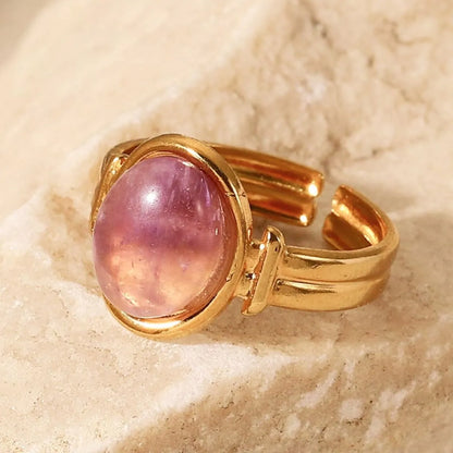 	Adjustable gold ring with small gemstone – dainty jewelry for women