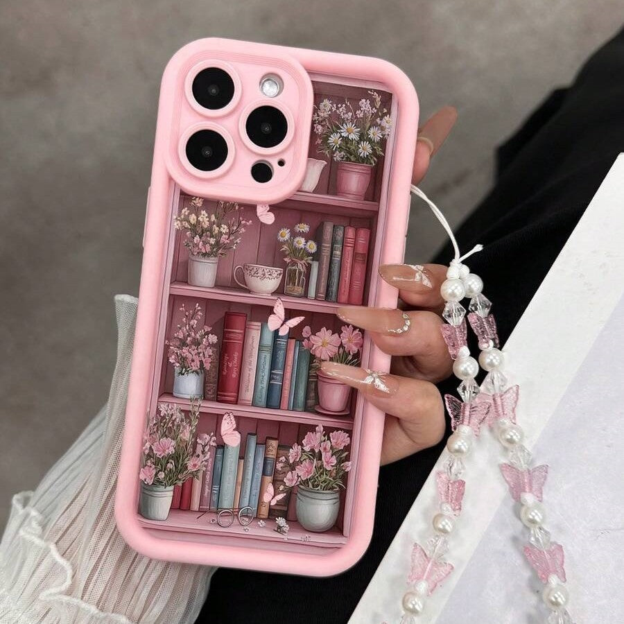 Funda Retro para Teléfono Estantería Rosa
