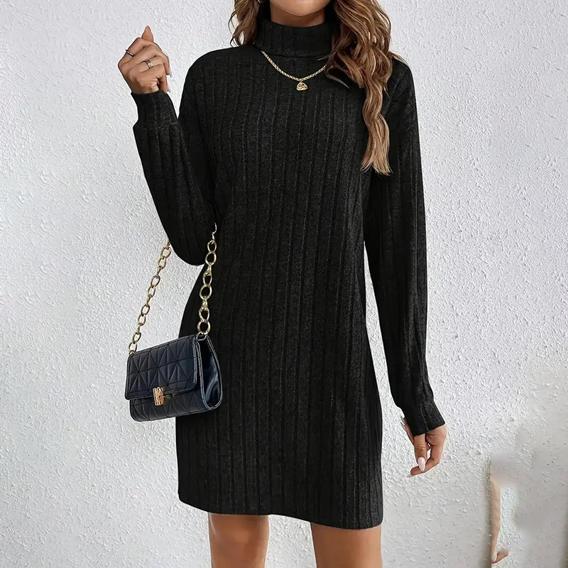 Women's Casual Slim Turtleneck Mini Dress Women's Wear