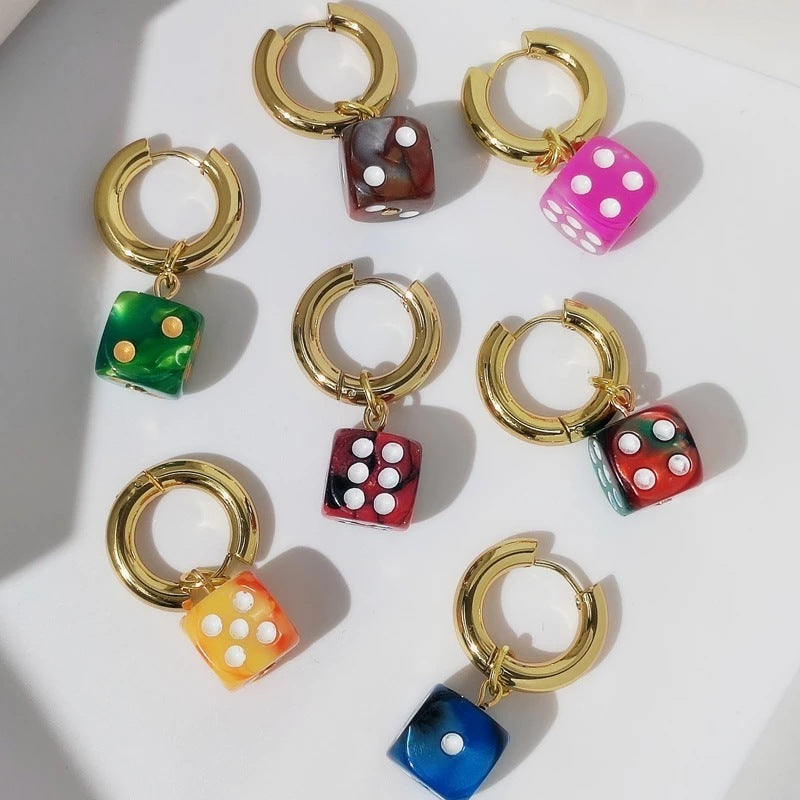 dice hoop earrings