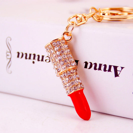 Rhinestone Lipstick Keychain Ornament