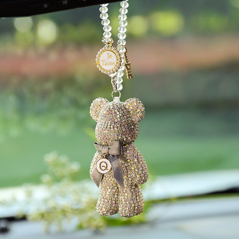 Car Rearview Mirror Diamond-embedded Bear Ornaments