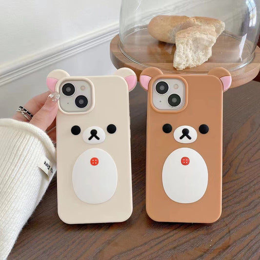 Funda de teléfono de oso de dibujos animados 3D lindo