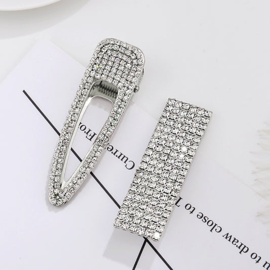 Horquilla de estrás completa, estrás, pasador de flequillo grande con forma de gota de agua