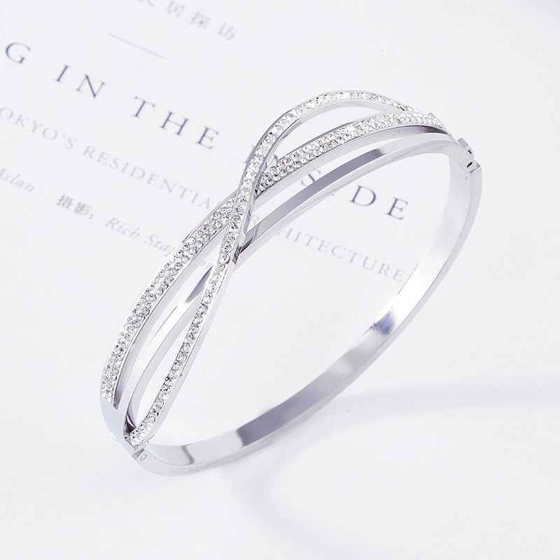 Women’s Fashion Diamond-Studded Titanium Steel Bracelet