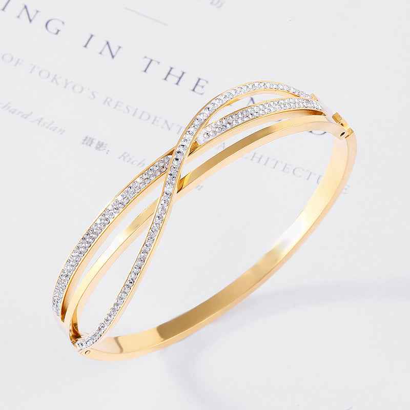Women’s Fashion Diamond-Studded Titanium Steel Bracelet