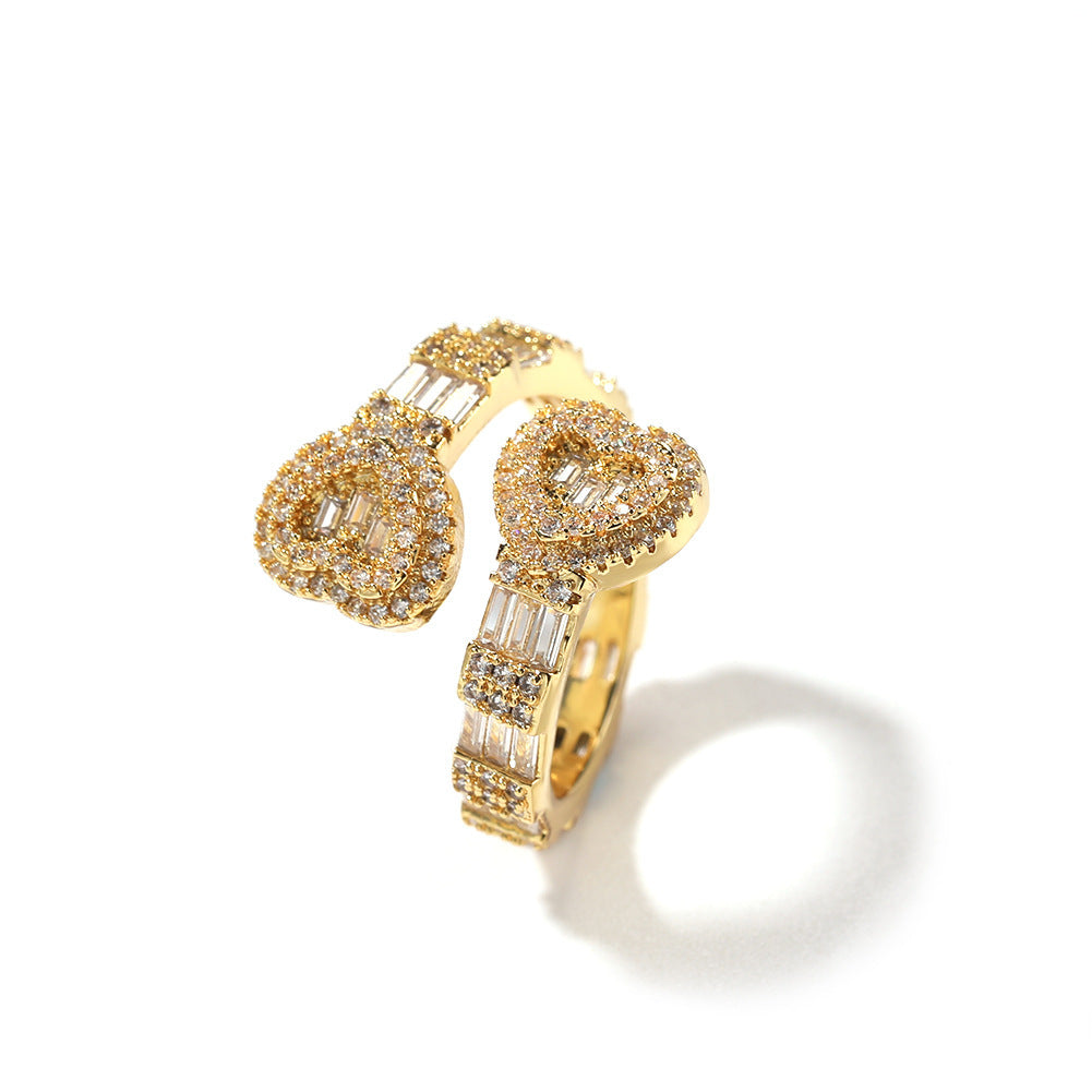 Baguette CZ Heart Ring