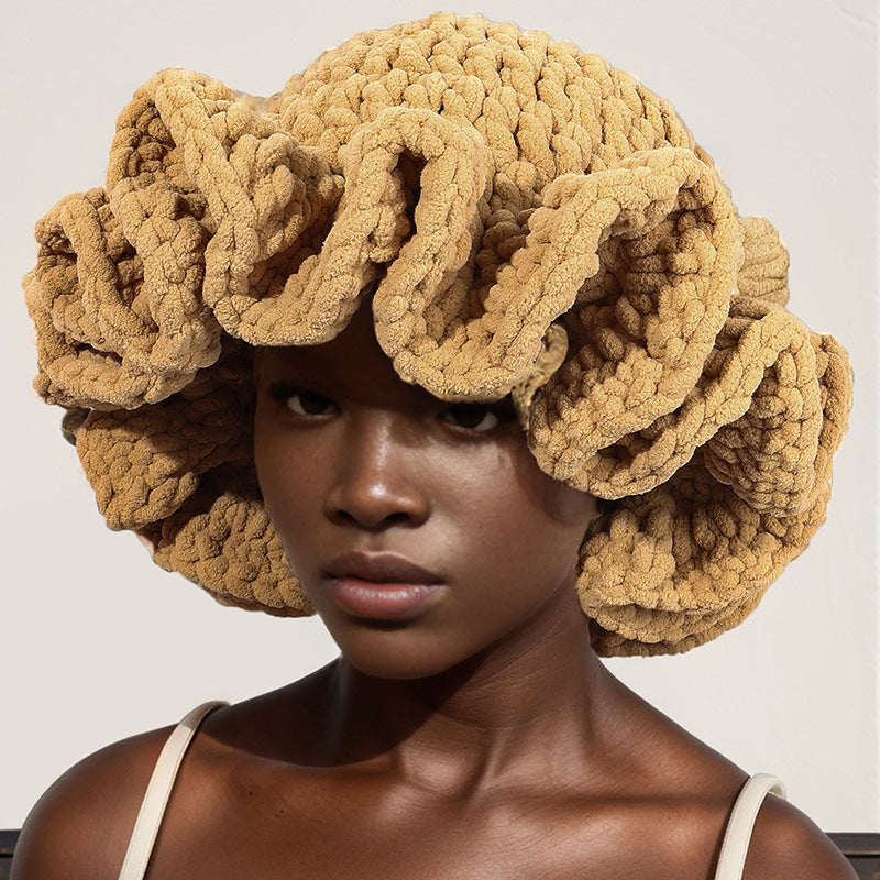 Knitted Pleated Ruffled Fashion Woolen Hat