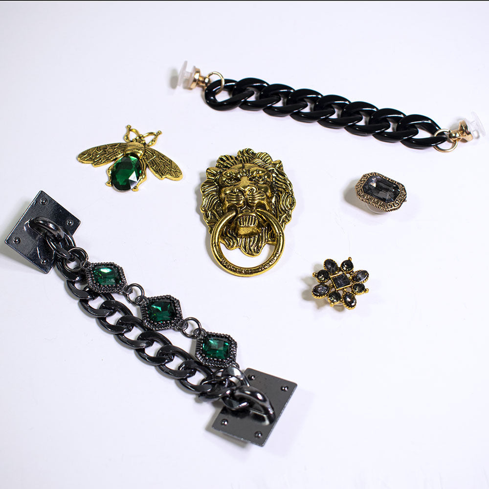 6pc Vintage Gemstone Shoe Charms Set