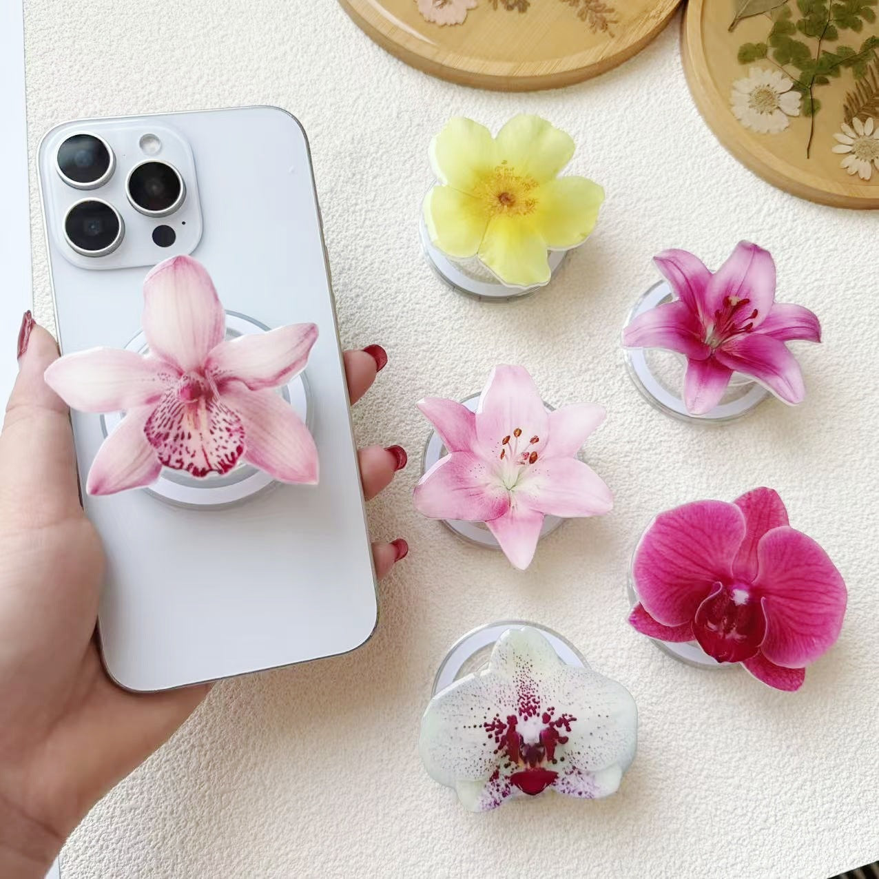 Orchid Acrylic Magnetic Phone Grip Stand
