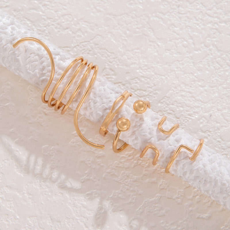 5pc Wavy Open Rings