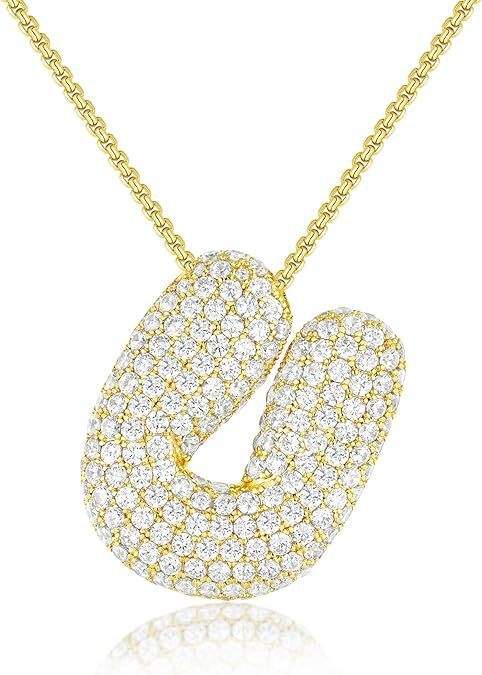 Bubble Letter Pendant Necklace