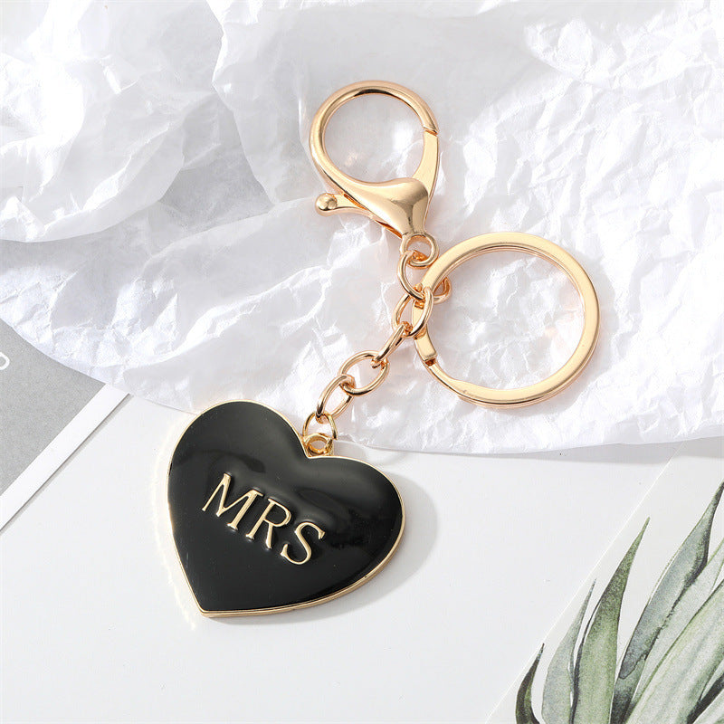 Mr & Mrs Love Heart Keychain