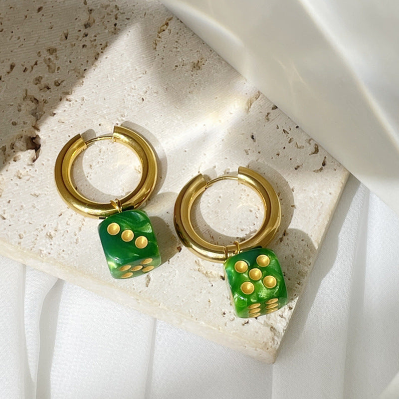 dice hoop earrings