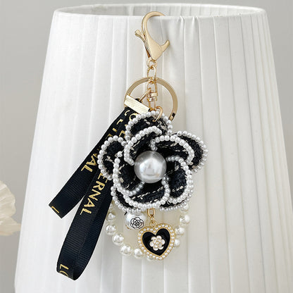 Camellia Ribbon Pearl Key Chain by Savge Charmz