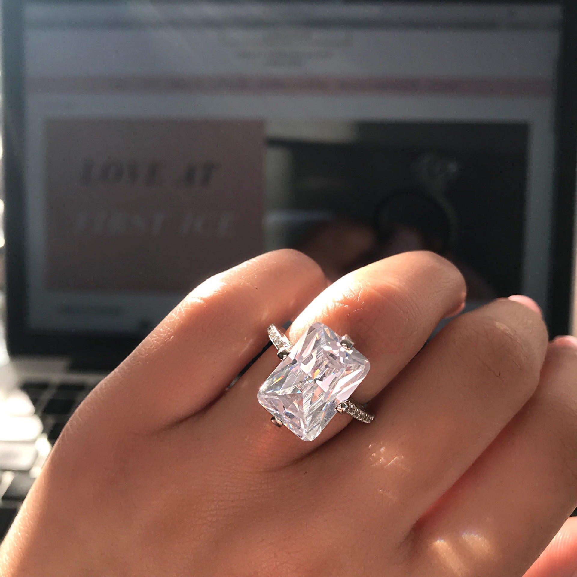 Luxury Princess Cut Diamond Ring 18K White Gold Plated - Savge Charmz