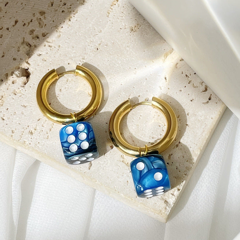 dice hoop earrings