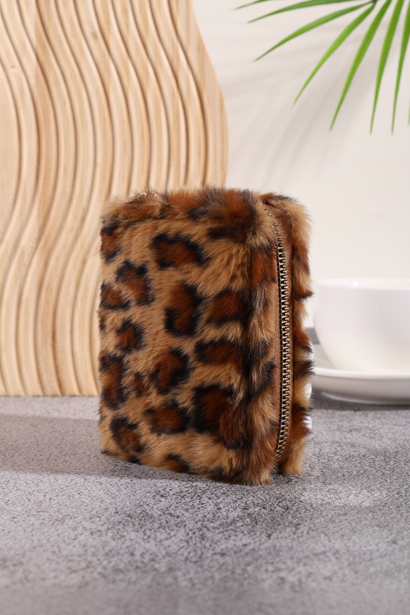 Fluffy Leopard Wallet - Savge Charmz