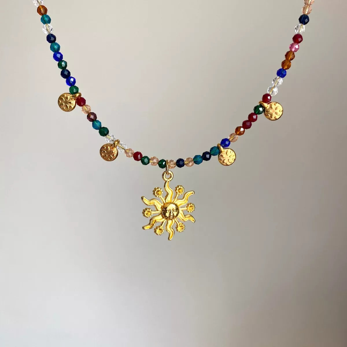 gold Sun Pendant Necklace 