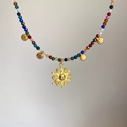 gold Sun Pendant Necklace 