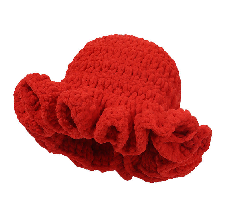 Knitted Pleated Ruffled Fashion Woolen Hat
