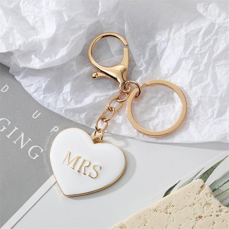 Mr & Mrs Love Heart Keychain
