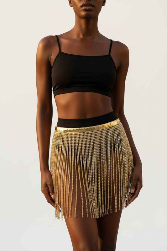 Rhinestone Fringed Waist Chain Skirt Sexy Diamond Body Chain Jewelry
