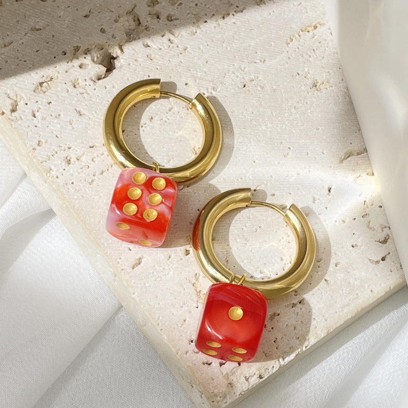 dice hoop earrings