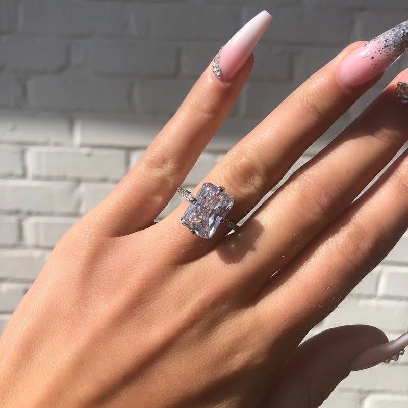 Luxury Princess Cut Diamond Ring 18K White Gold Plated - Savge Charmz
