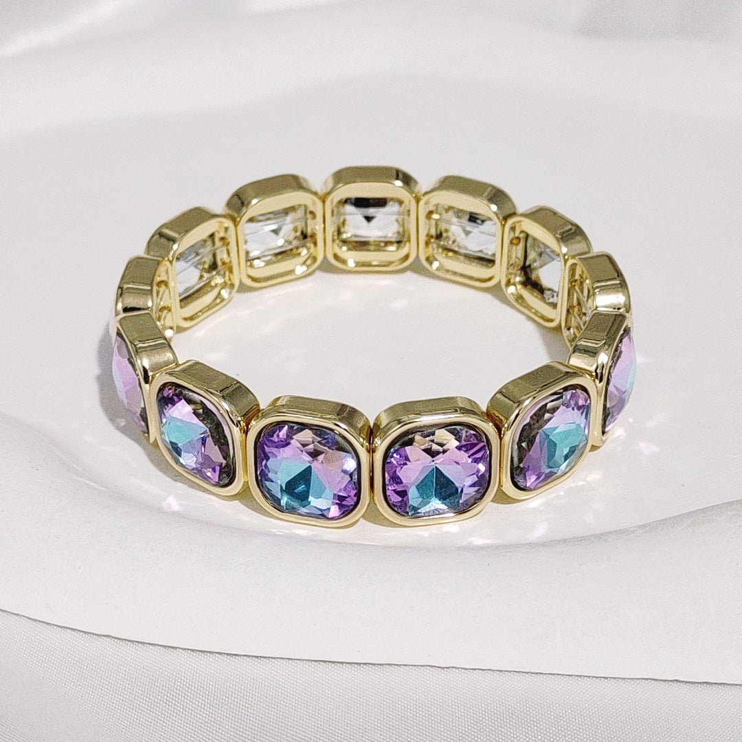 Gold Square Gem Bracelet