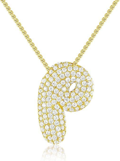 Bubble Letter Pendant Necklace