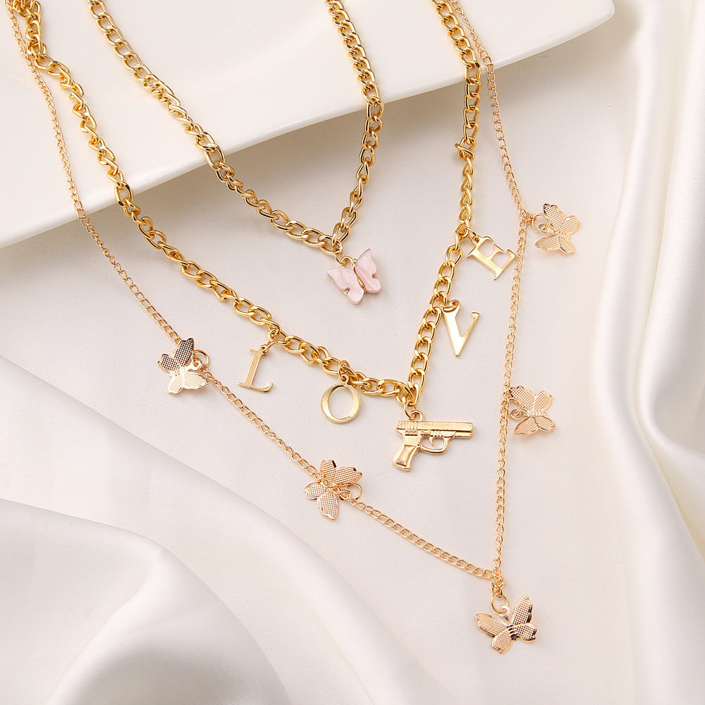 Gold Chain Butterfly Necklace Pendant