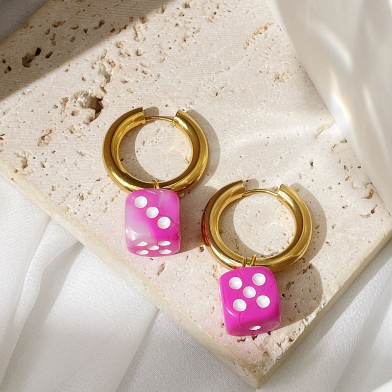 dice hoop earrings