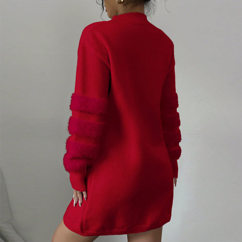 Women's Plush Long Sleeve Mini Dress