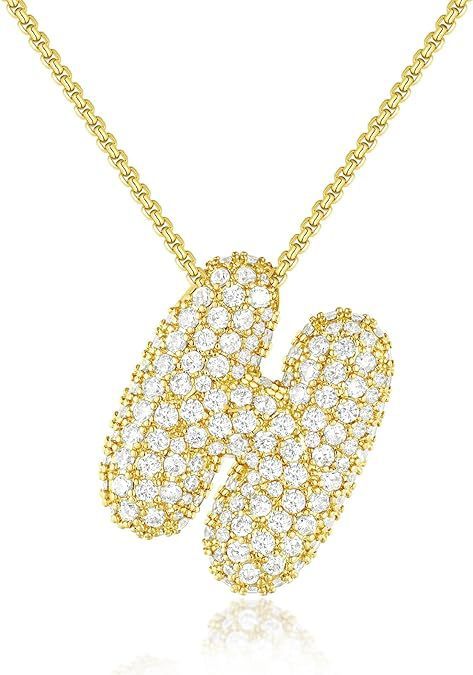 Bubble Letter Pendant Necklace