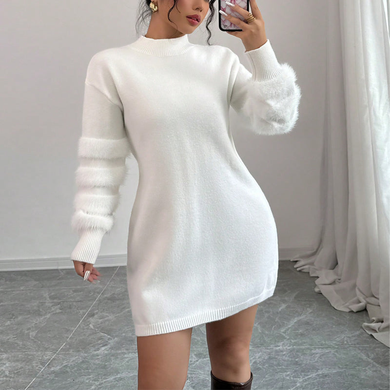 Women's Plush Long Sleeve Mini Dress