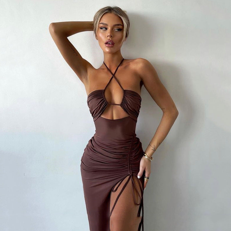 Sexy Lace-up Split Dress