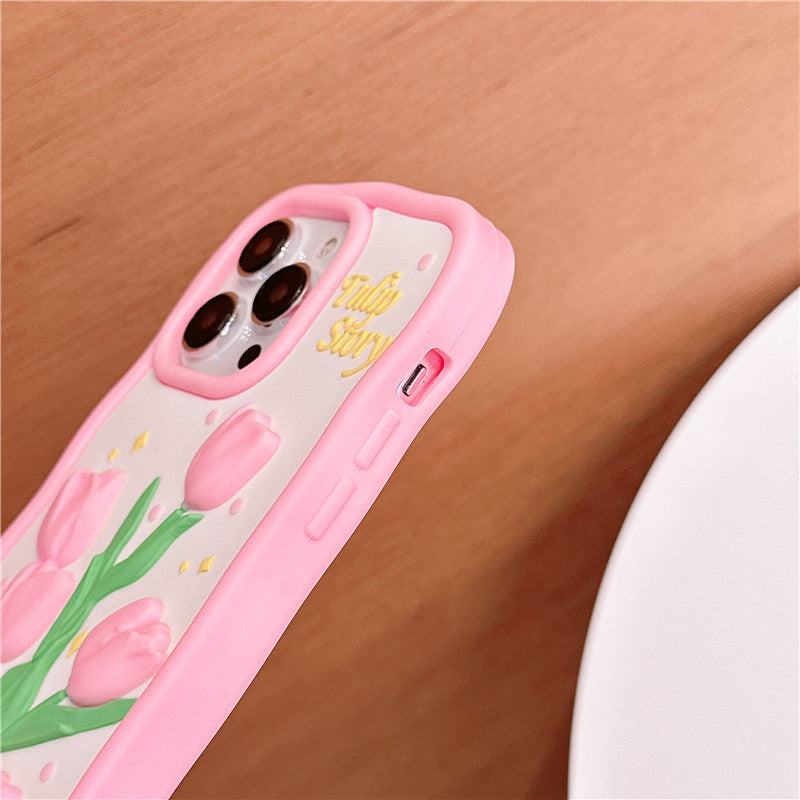 Funda de teléfono 3D creativa con diseño de tulipán